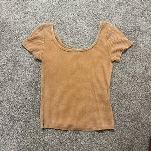 Wild Fable Tan Fitted Short Sleeve Tee
